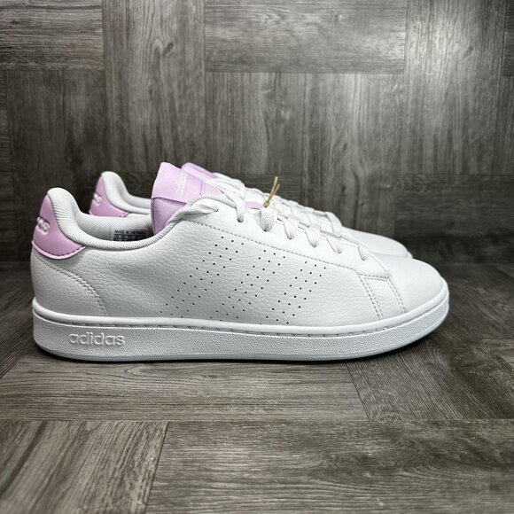 Adidas Advantage Women's size 9.5 White Bliss Lilac Leather Casual Shoes - Picture 1 of 8